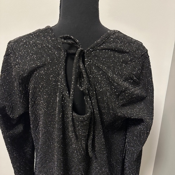 *NINA LEONARD* Black x Sparkle Long Sleeve Dress Size Large - Picture 5 of 7
